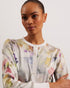 HAYLOU-Knitwear-It's all in the details: Cardigan Woven front and sleeves Floral print detail Cotton silk blend back Scallop knitted trims Ribbed hem Button fastenings Stephanie is 5'8.5" / 1.74m and wears White in a Ted size 1- Ted Baker Romania